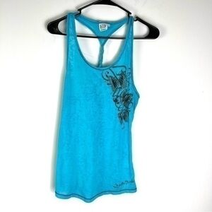 Betterbodies tank top womens size small blue workout twist racer back sleeveless